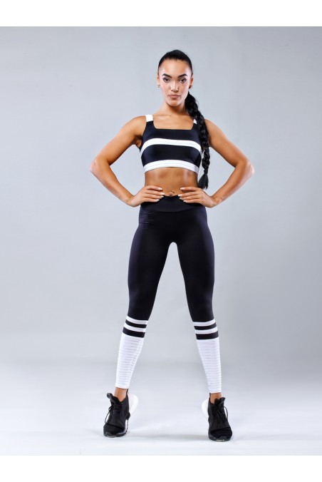 Leggings Qvons Goffered Socks Black- White