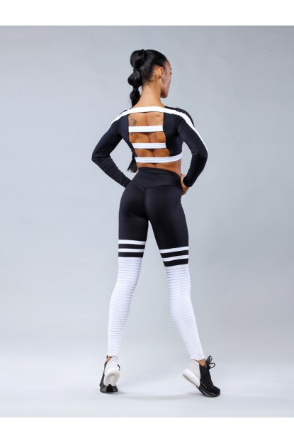 Leggings Qvons Goffered Socks Black- White