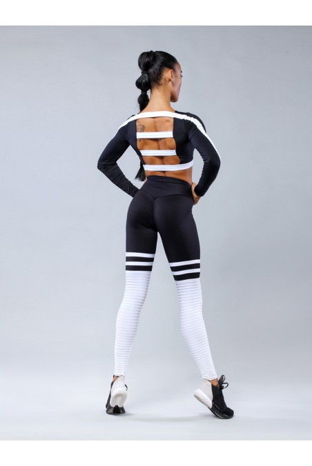 Leggings Qvons Goffered Socks Black- White