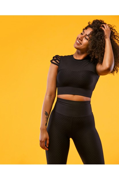 Sports Top Qvons Texture Black