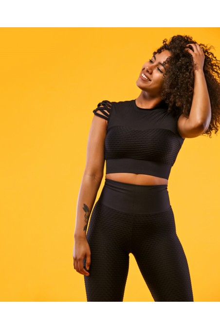 Sports Top Qvons Texture Black